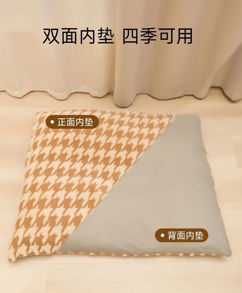 Quilted Winter Dog Den Bed
