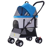 Luxury 3-in-1 Dog Travel Stroller Cat Puppy Carrier 4 Wheels Portable Folding Pet Strollers Elegant Transparent Detachable