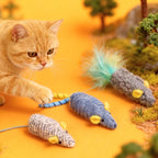 3-Pack Squeaky Catnip Mouse Toys — Rattling Plush Mice for Cats
