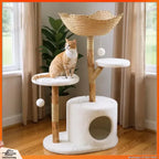 Multi-Level Cat Tree with Wicker Basket Bed & Scratching Post