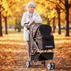 3-Wheel Foldable Pet Stroller with Cup Holder for Small & Medium Dogs & Cats — Lightweight Travel Carrier