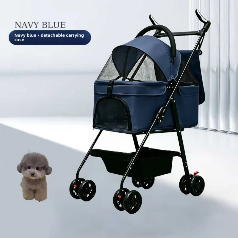Detachable Washable Pet Stroller Trolley for Small & Medium Dogs & Cats — Lightweight Travel Carrier