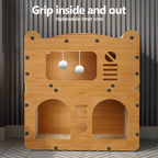 Wooden Cat Scratcher House with Cardboard Lounge Bed