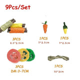 Natural Chew Toy Set — Grass, Apple Wood & Loofah for Small Pets