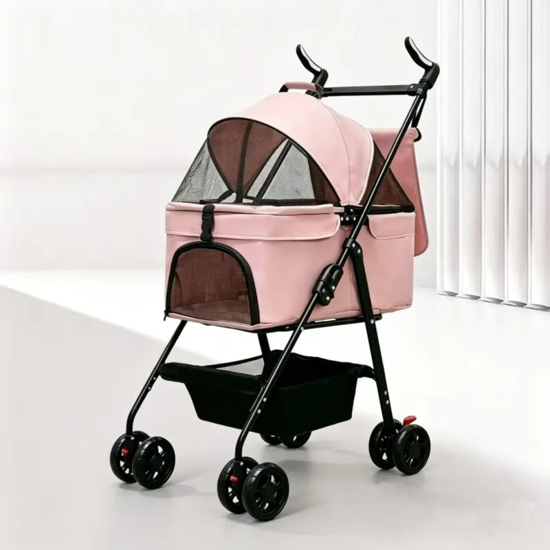 Detachable Washable Pet Stroller Trolley for Small & Medium Dogs & Cats — Lightweight Travel Carrier
