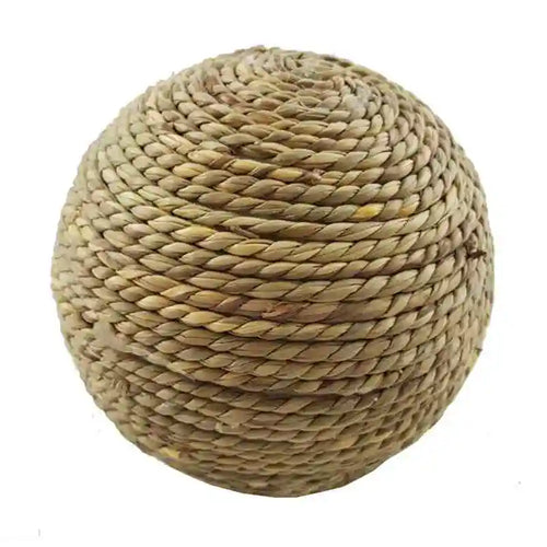 Braided Chew Ball — Cotton & Straw Rope Toy for Guinea Pigs, Rabbits & Hamsters