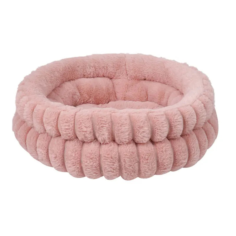 Round Velvet Pet Nest Bed with Removable Cover
