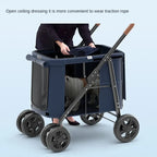 Multifunctional Large-Space Pet Stroller Trolley Case with Wheels for Multiple Pets — Up to 66 lbs