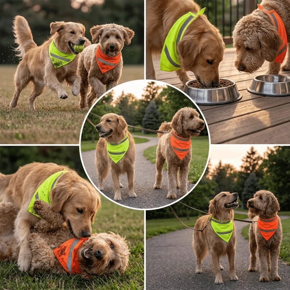 Reflective Dog Bandana Scarf (Washable, Luminous, Adjustable)
