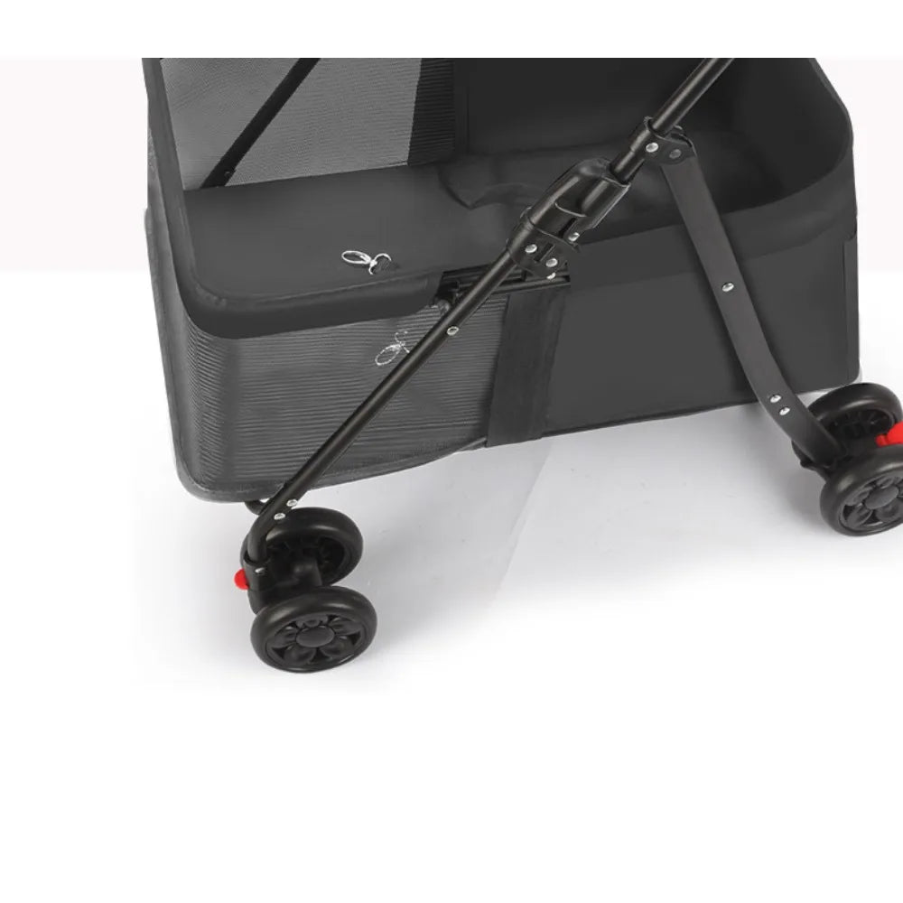 Foldable 4-Wheel Pet Pushchair Stroller with Mesh & Cup Holder for Dogs & Cats