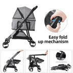 4-Wheel Pet Pram Buggy & Jogger Stroller with Rain Cover for Dogs & Cats