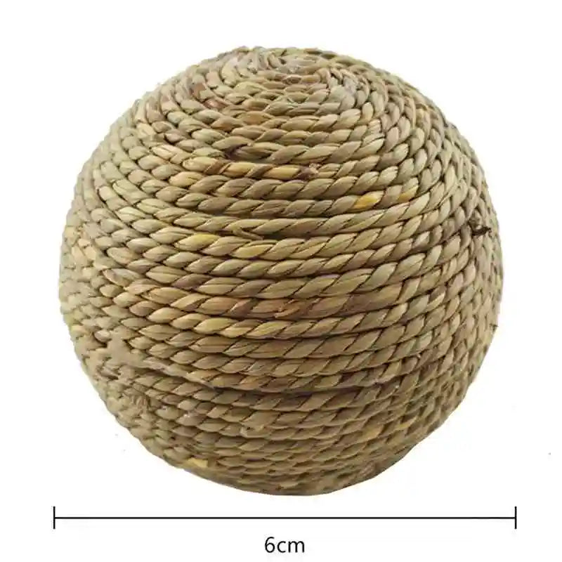 Braided Chew Ball — Cotton & Straw Rope Toy for Guinea Pigs, Rabbits & Hamsters