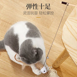 Feather Wand Cat Teaser with Wood Handle — Interactive Wand Toy