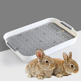 Rabbit Litter Box — Corner-Fit Tray with Raised Grate