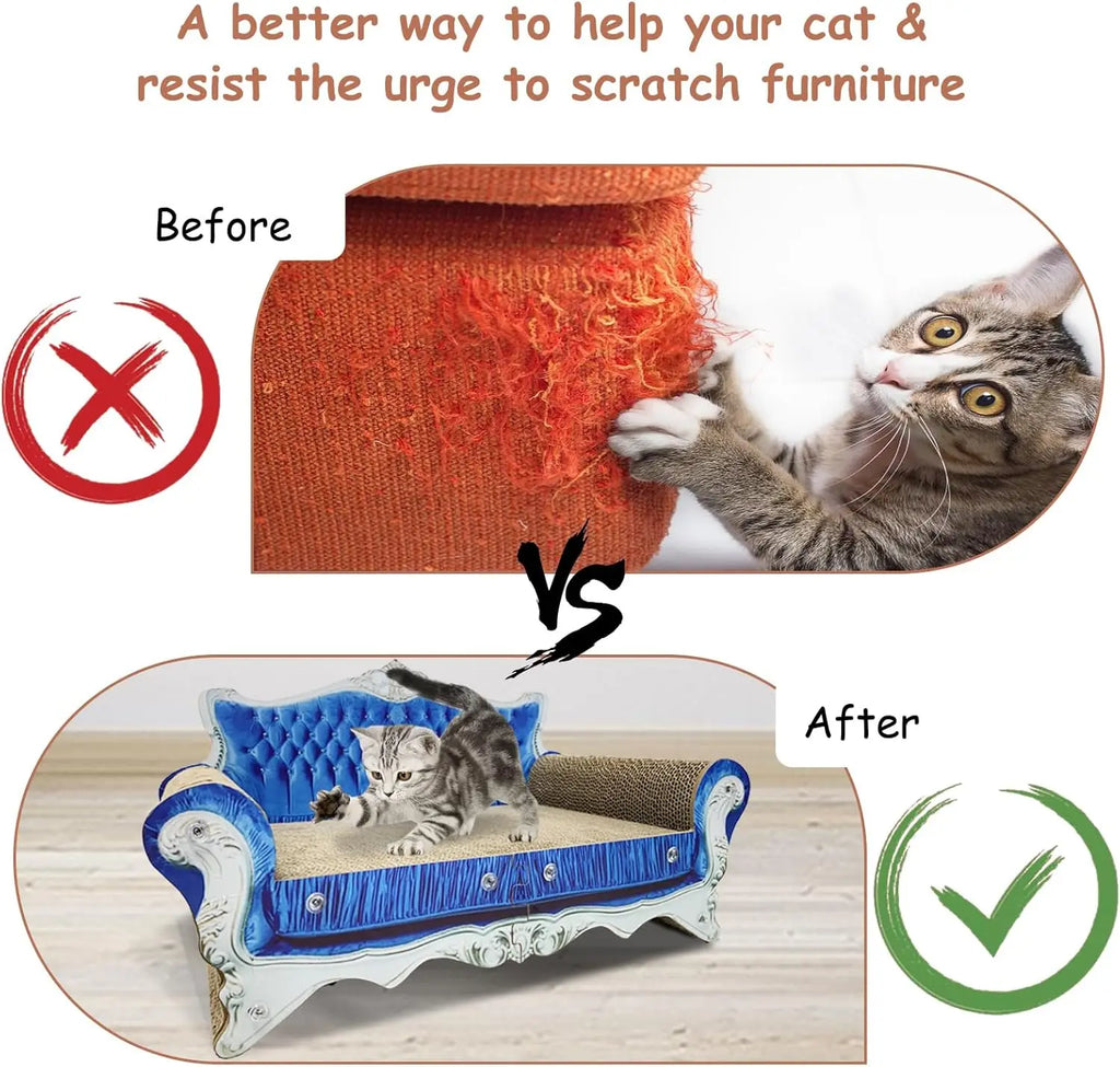 Couch-Shaped Cardboard Cat Scratcher Sofa with Catnip
