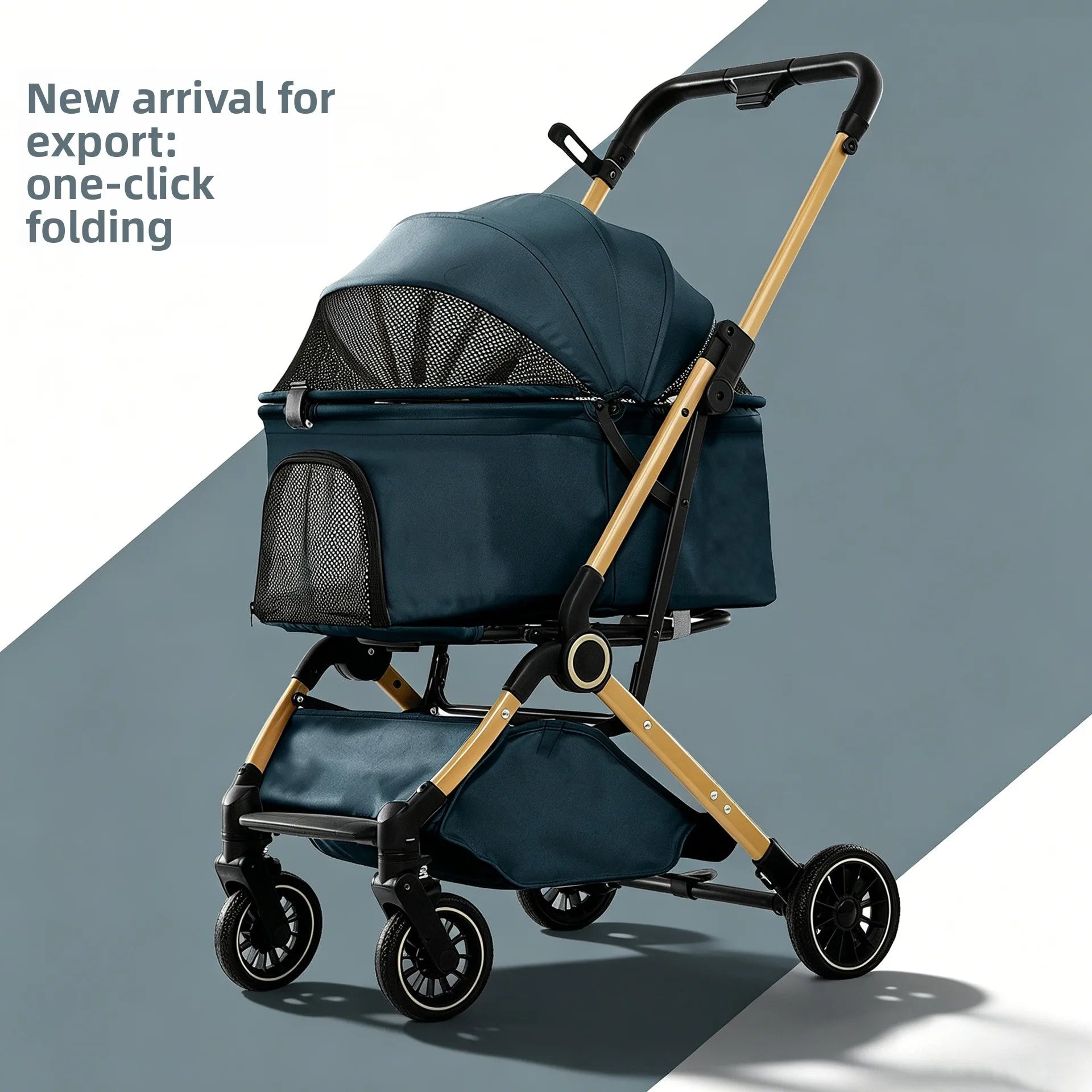 One-Button Foldable Pet Stroller for Dogs & Cats — Smooth-Roll Outdoor Travel Trolley