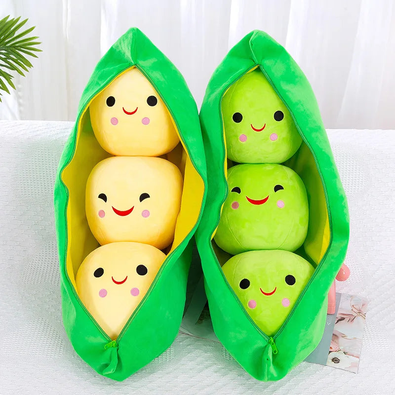 Pea Pod Plush Cat Toy — Cute Stuffed Bean Doll for Play & Decor