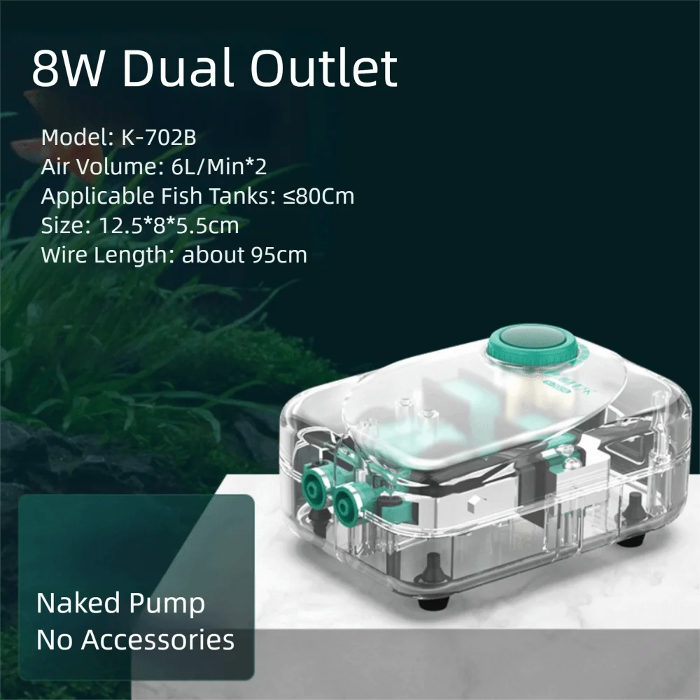 Ultra-Silent Aquarium Air Pump (Low Noise, Adjustable Flow, Multi-Outlet)