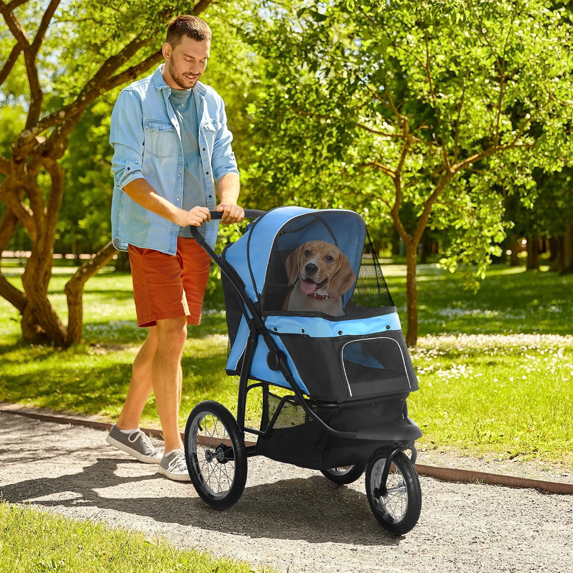 Foldable Pet Stroller for Small & Medium Dogs — Portable Outdoor Travel Carrier