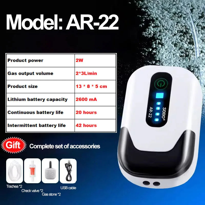 USB Rechargeable Portable Aquarium Aerator Pump (Outdoor Fishing)