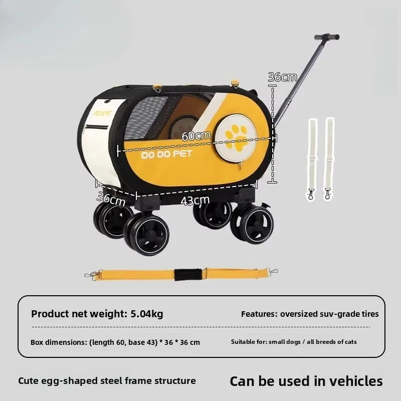 Transparent Foldable Pet Carry-On Suitcase Trolley for Cats & Dogs