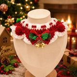 Handmade Crochet Christmas Collar Set (Elk & Gingerbread)