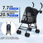 4-Wheel Foldable Pet Stroller with Cup Holder for Puppies & Cats up to 15 lbs
