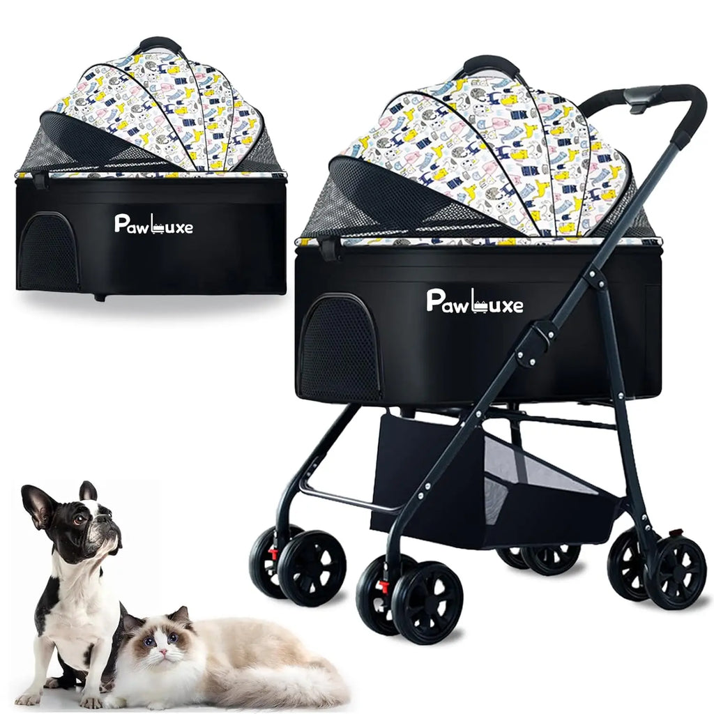 4-in-1 Easy-Fold Pet Stroller with Detachable Carrier for Dogs & Cats — Max 55 lbs