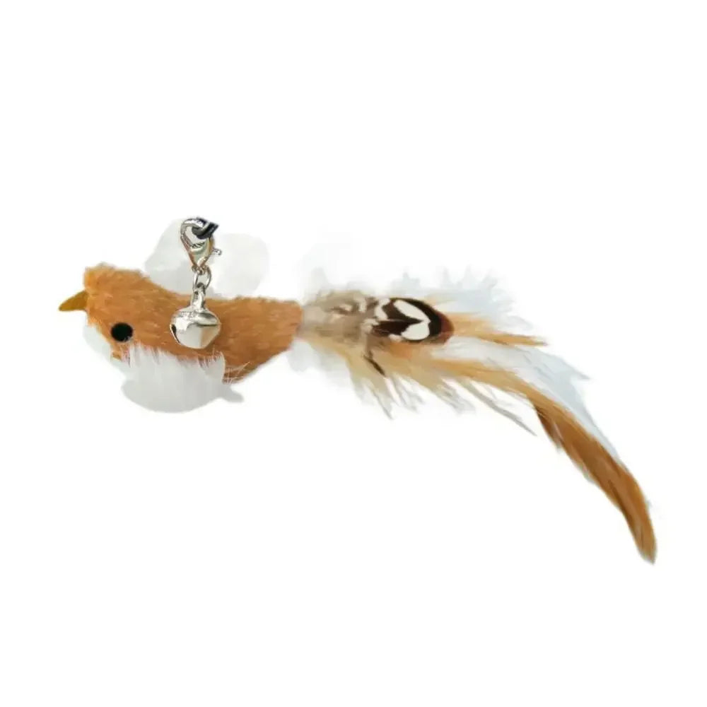 Plush Bird Teaser Wand with Suction Cup