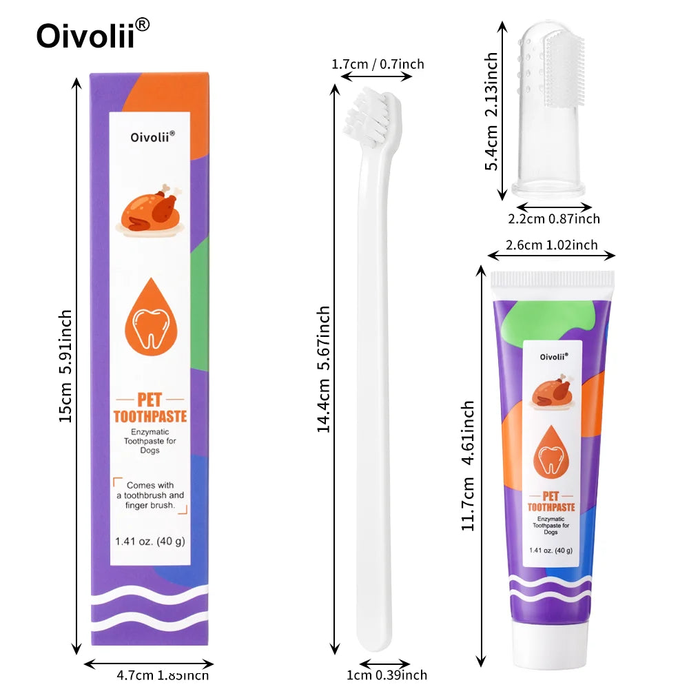 Pet Toothpaste & Toothbrush Set — Chicken-Flavored Plaque & Tartar Control
