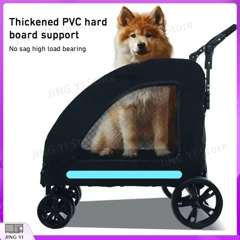 Large Capacity Foldable Dog Pet Stroller with Sunshade & Waterproof Fabric — Outdoor Travel Carrier