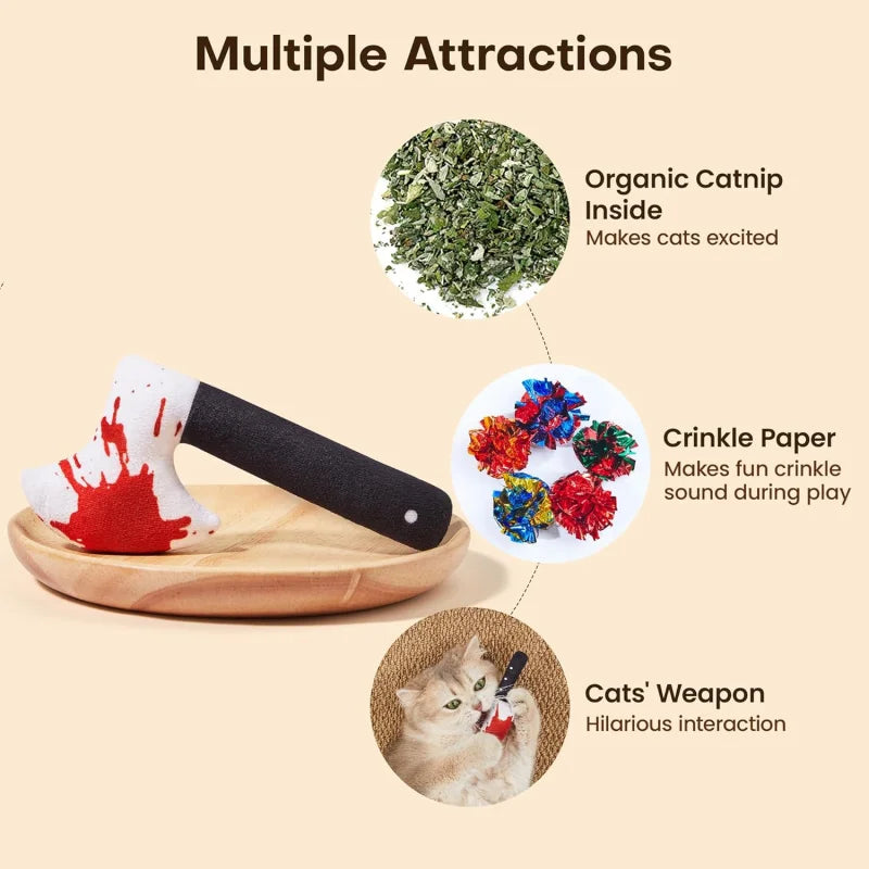 4-Pack Knife-Shaped Catnip Crinkle Toys — Fun Indoor Exercise