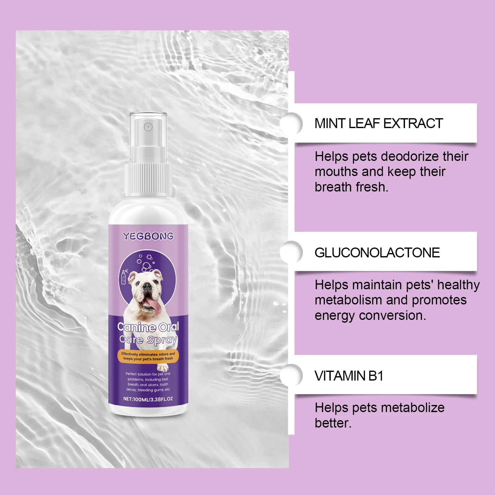 Natural Pet Oral Care Spray — Tartar & Stain Reducing, Fresh Breath, 100ml