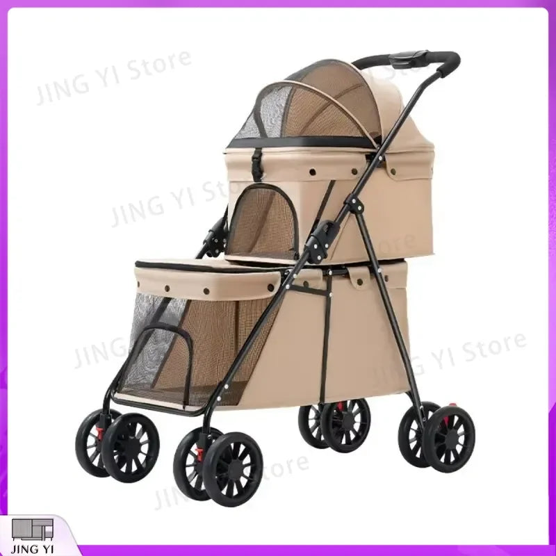 Foldable Lightweight Pet Stroller for Cats & Small Dogs with Safety Belt — Portable Outdoor Carrier