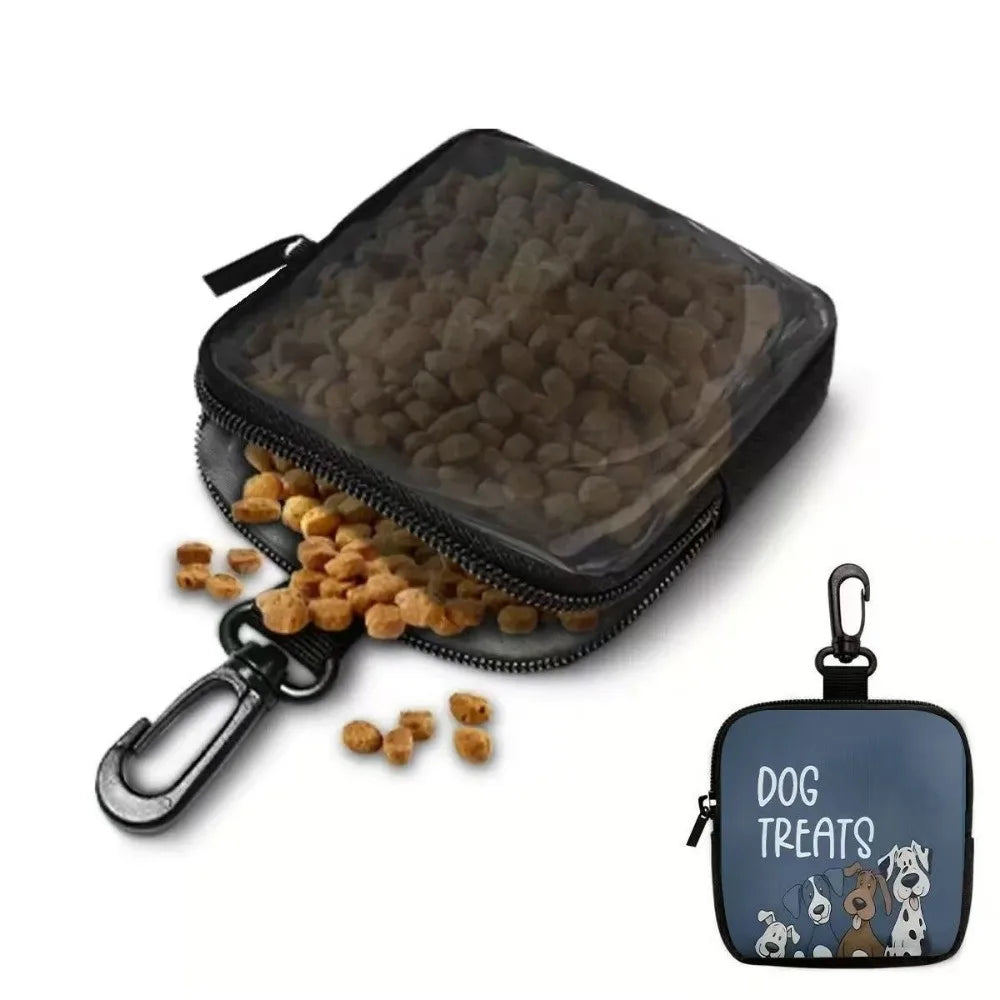 Waterproof Dog Treat Pouch with Window (Clip Attachment, Printed Design)