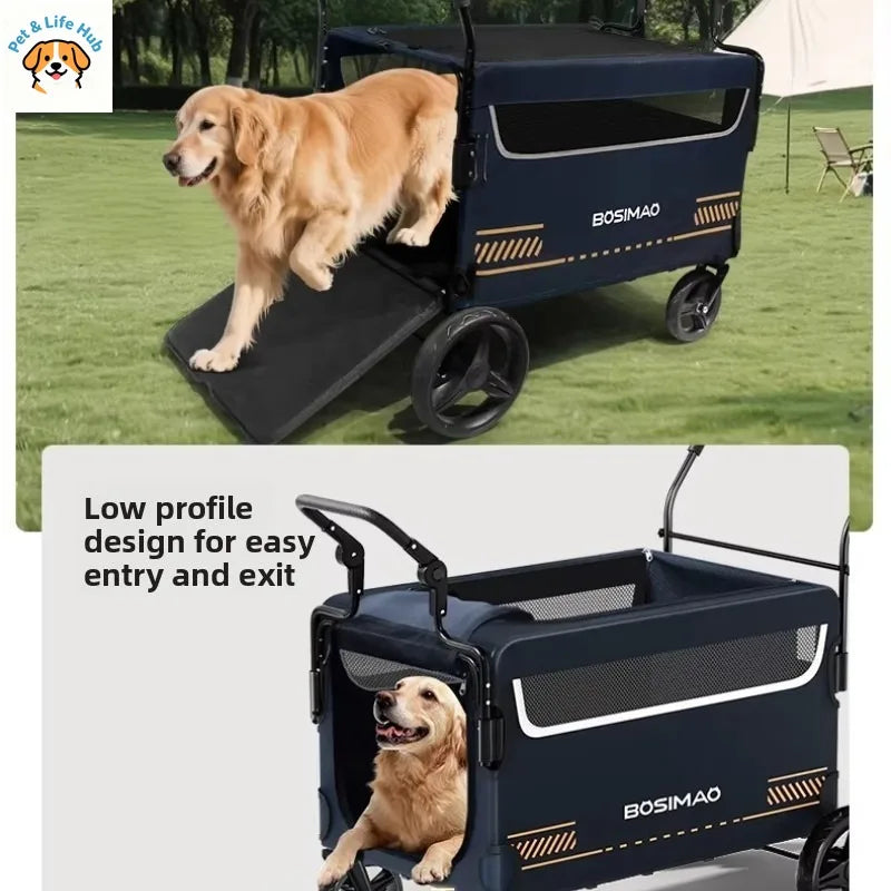BOSIMAO Large Foldable Pet Stroller Cart for Elderly & Disabled Dogs — Portable Outdoor Travel Carrier