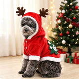Christmas Reindeer Dog Hoodie (Soft Flannel Warm Clothes)