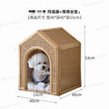 Handmade Natural Rattan Cat Bed with Roof Kennel