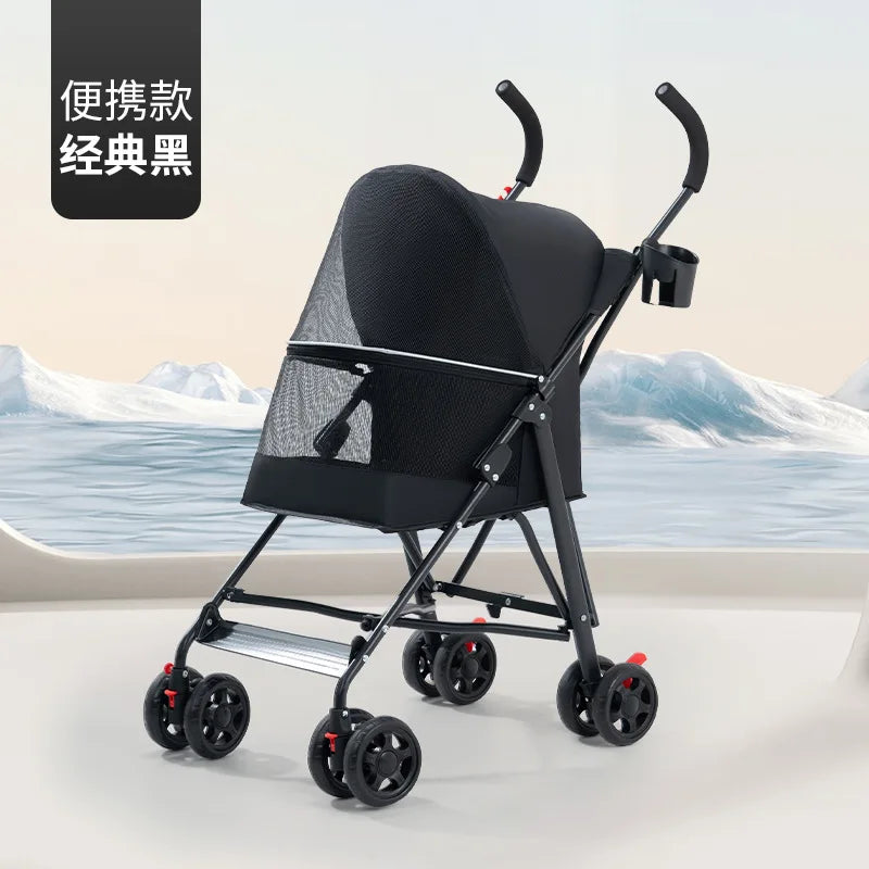 Lightweight Foldable Teddy-Bear Style Baby Pet Stroller for Small Dogs & Cats