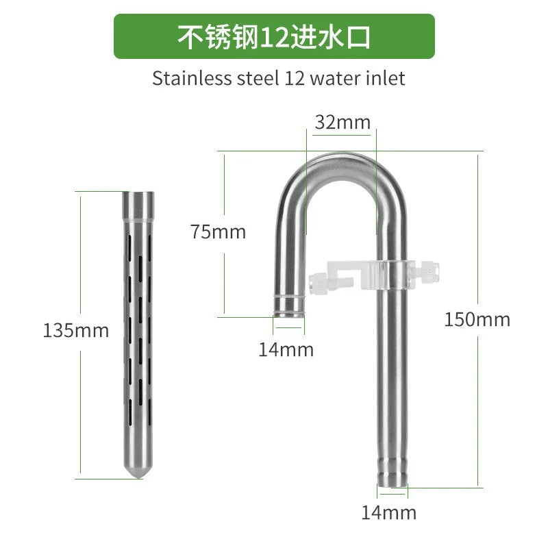 Stainless Steel Aquarium Filter Inlet & Outlet Tubes (Shrimp Safe)