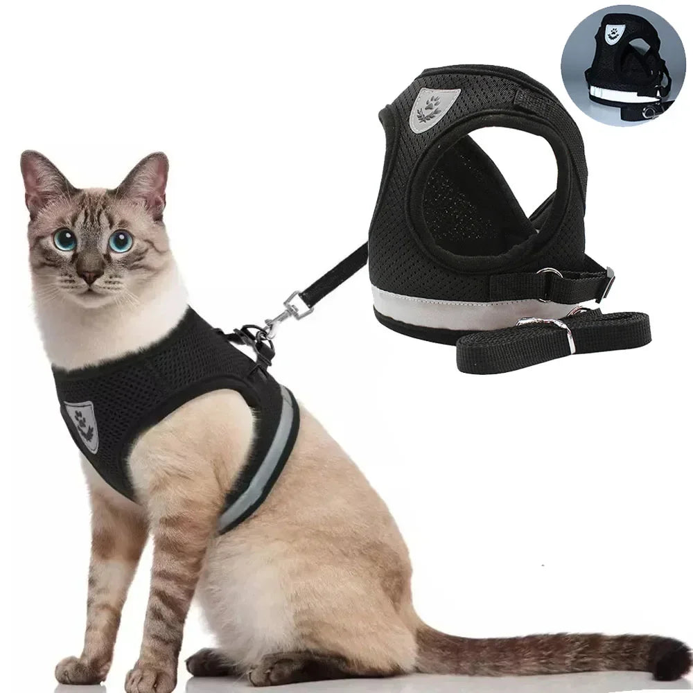 Reflective Escape-Proof Mesh Harness & Leash Set — For Cats & Small Dogs