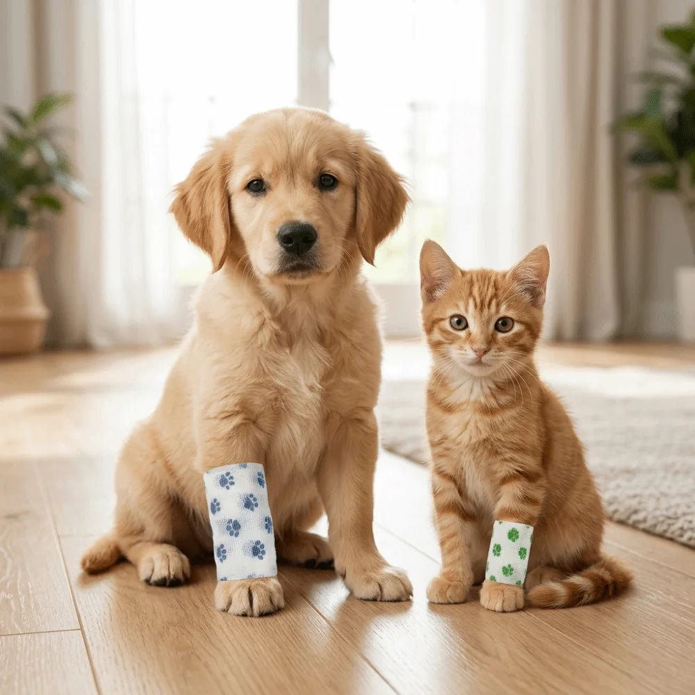 Breathable Self-Adhesive Dog Paw Wrap (Non-Woven, Elastic, Printed)
