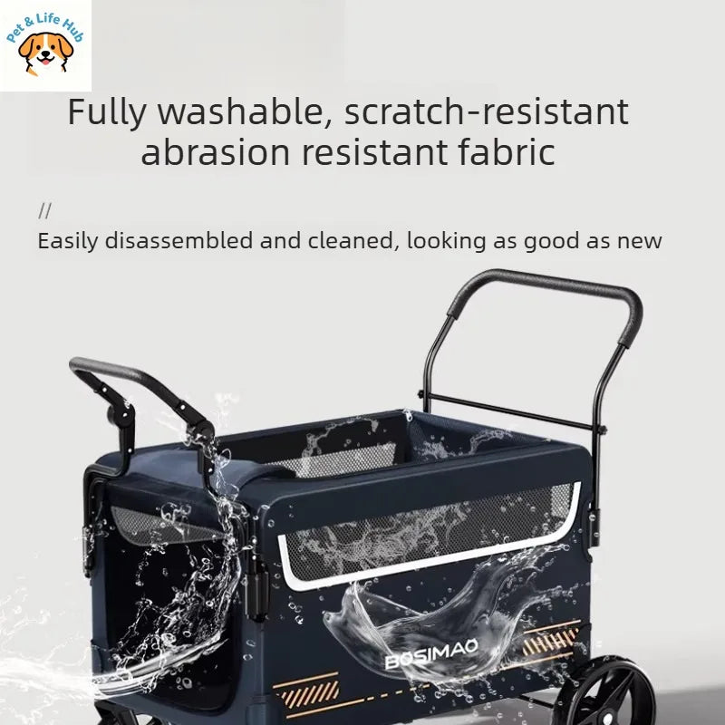 BOSIMAO Large Foldable Pet Stroller Cart for Elderly & Disabled Dogs — Portable Outdoor Travel Carrier