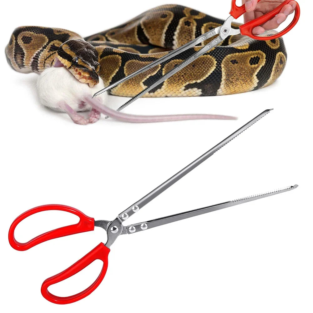 Extra-Long Snake Feeding Tongs — Serrated Grip Tweezers, 28cm/38cm