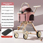 Lightweight Aluminum Alloy One-Click Foldable Pet Stroller — Universal Detachable Carrier for Dogs & Cats