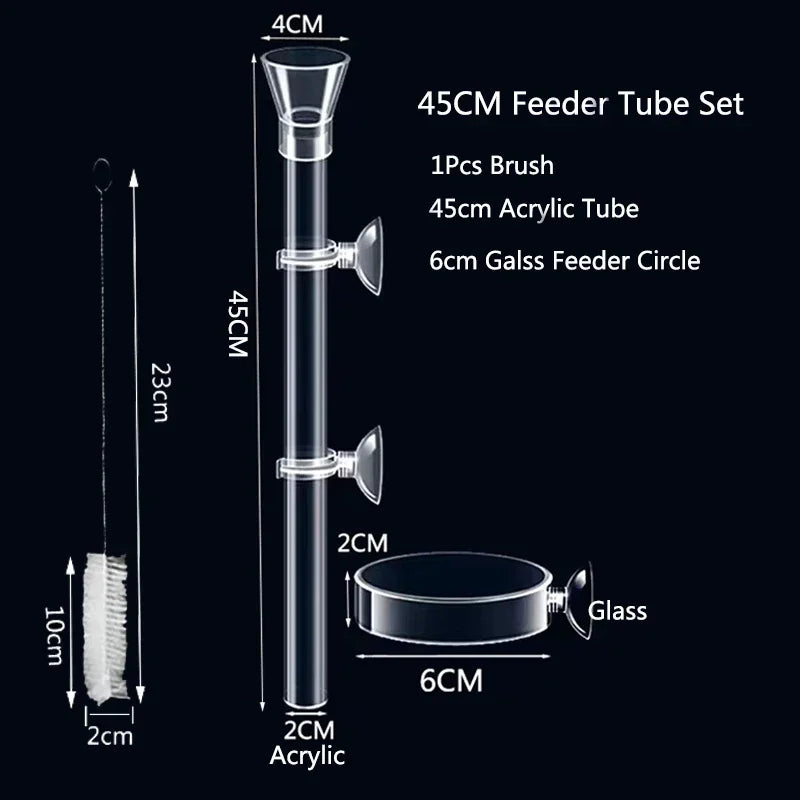 Acrylic Aquarium Shrimp Feeding Dish & Tube (Transparent, Snail & Shrimp)
