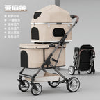 Double-Layer Foldable Lightweight Pet Stroller for Dogs & Cats — Portable Outdoor Travel Carriage