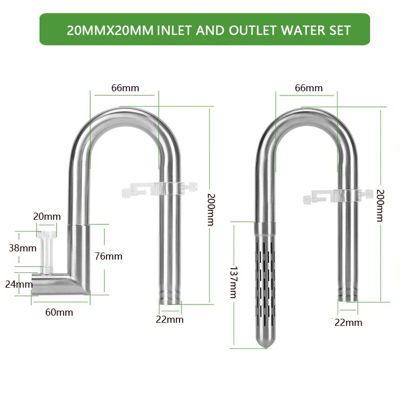 Stainless Steel Aquarium Lily Pipe & Oil Film Skimmer Set (WYIN Style)