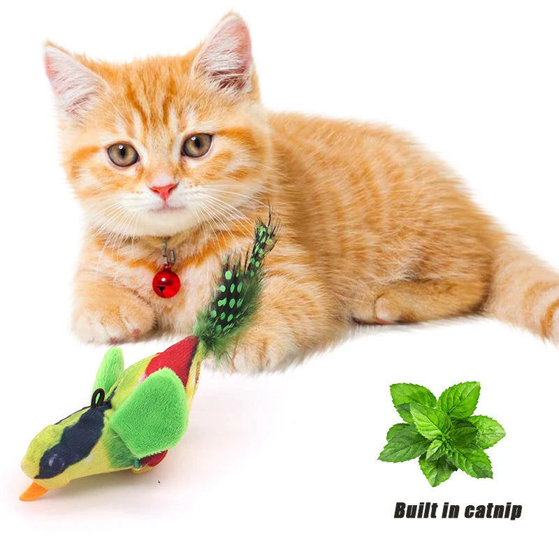 Chirping Plush Bird Hanging Cat Toy