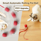Auto Rolling Ball Cat Toy with Tail — Rechargeable Smart Mouse Teaser